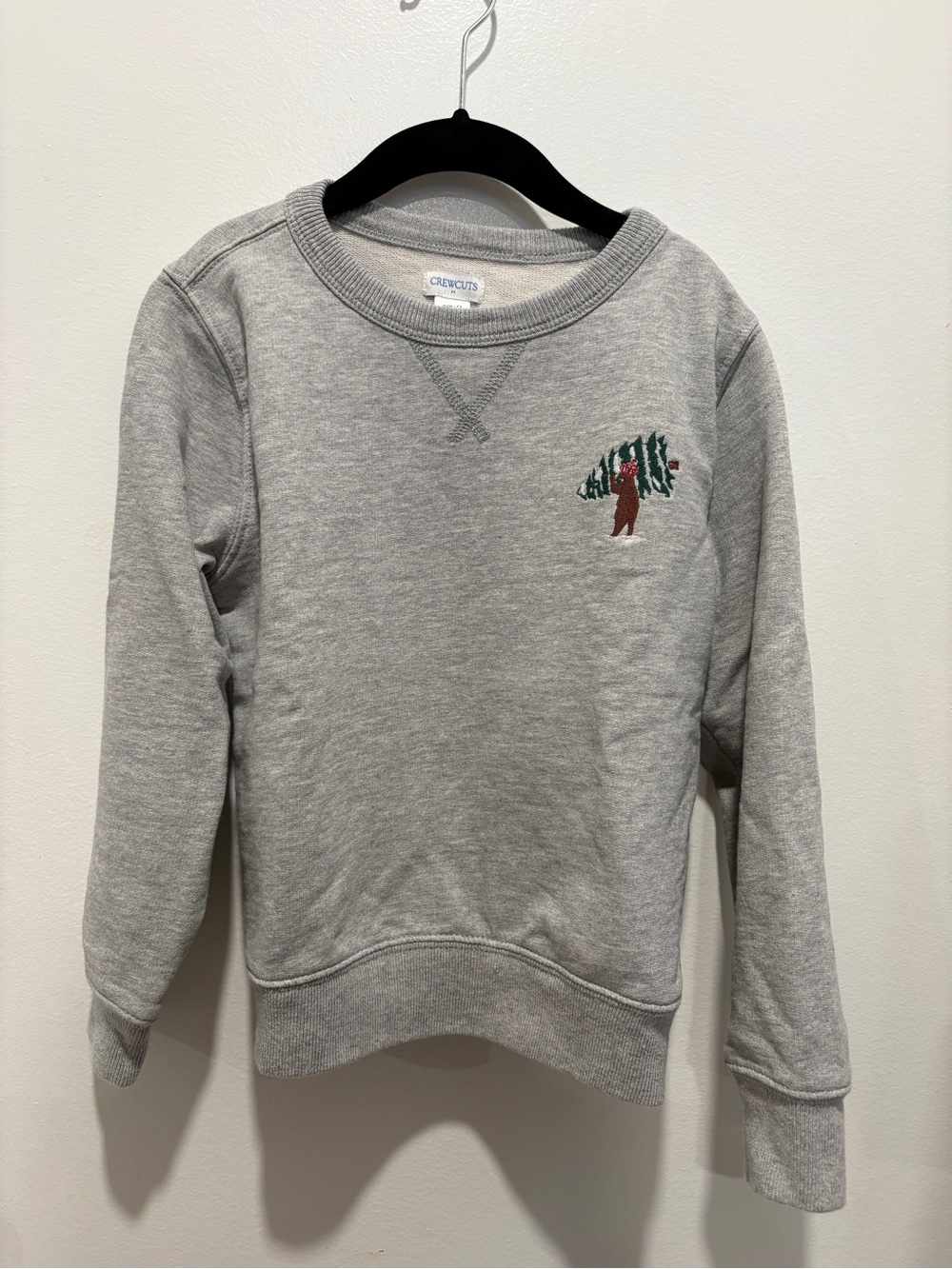 J. Crew Gray Crewneck Sweatshirt with Tree Embroidery